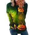 thumbnail image 1 of Qiopertar Mode Femmes Décontracté Imprimé Col Rond Manches Longues Blouse T-Shirt Pull Tops Offres de la Semaine Liquidation à Moins de 5$ jusqu'à 90 % de Réduction, 1 of 5