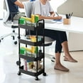 thumbnail image 2 of Xuniizn Rolling Cart - Plastic Storage Cart, 4-Tier Rolling Utility Cart on wheels, Multi-Functional Carts with Wheels for Office, Living Room, Kitchen, Movable Storage Organizer, Black, 2 of 8
