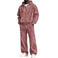 thumbnail image 3 of Solthread Mens Tracksuit 2 Piece Leopard Print Cheetah Print Hoodie and Wide Leg Pants Casual Outfit Sets, 3 of 6