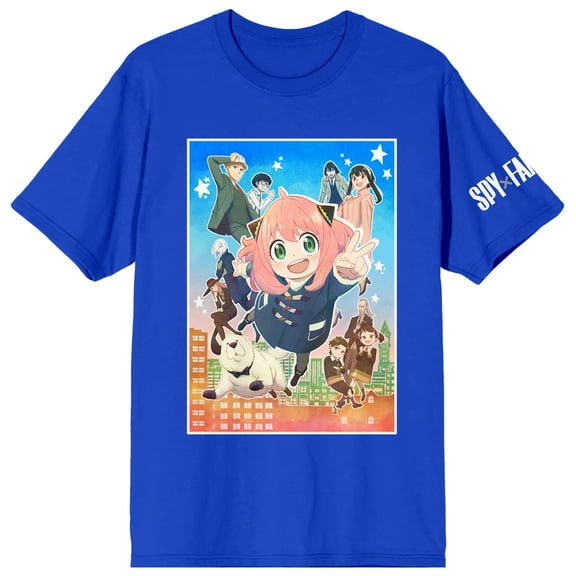 Spy X Family Group Key Art Crew Neck Short Sleeve Women's Royal Blue T-shirt-Medium