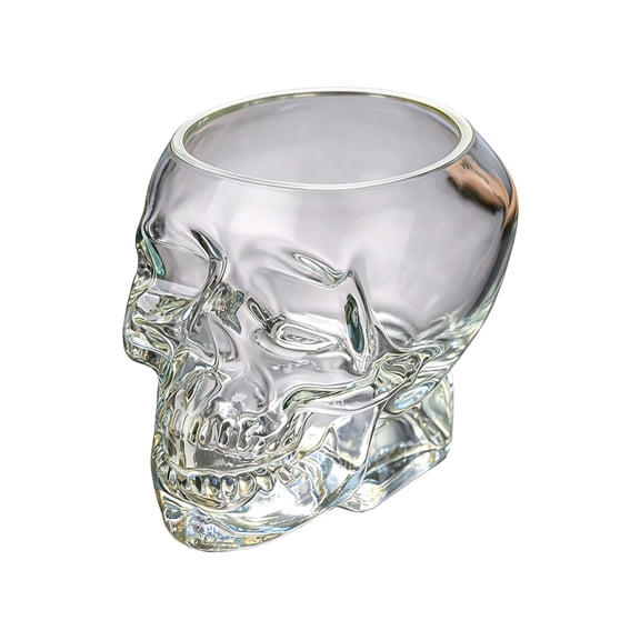 Miwamany Skull Shaped Whiskey Glasses, Heavy Base Skeleton Drinking Cups, Spooky Barware for Halloween Party, Decorative Glassware Gift for Men, 10 oz
