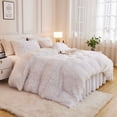 thumbnail image 2 of Litanika White Queen Size Fluffy Bedding Set,Winter Soft Faux Fur Bedding Comforters Set, Fuzzy Thick Heavy Puffy Comforter Set, 2 of 7