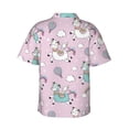 thumbnail image 4 of Xecao Llama Unicorn and Rainbow print Hawaiian shirt - a stylish short-sleeve button-down for men, perfect for casual beach and tropical outings., 4 of 9