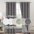 thumbnail image 6 of FANRUINA 100% Blackout Thermal Insulated Curtains with Grommets, Linen Textured Noise Reducing Window Drapes for Living Room Bedroom, Farmhouse Vintage Yellow Boho Curtains with Hooks, 6 of 24