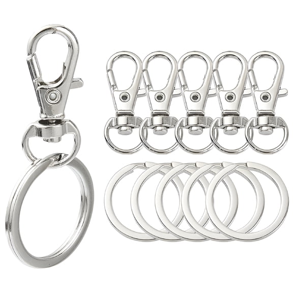 DESIGNICE 1 Bag DIY Keychain Making Kit Including Alloy Swivel Lobster Claw Clasps Iron Split Key Rings, 10Pcs/Bag