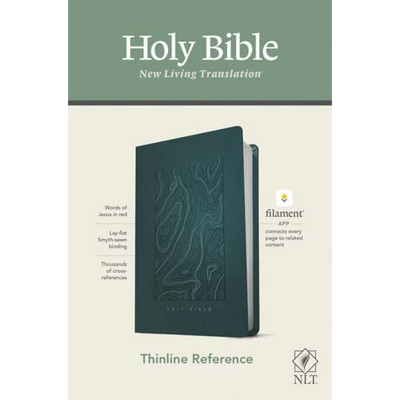 Pre-Owned NLT Thinline Reference Bible, Filament Enabled (LeatherLike, Earthen Teal Blue, Red Letter) (Paperback) 9781496444844
