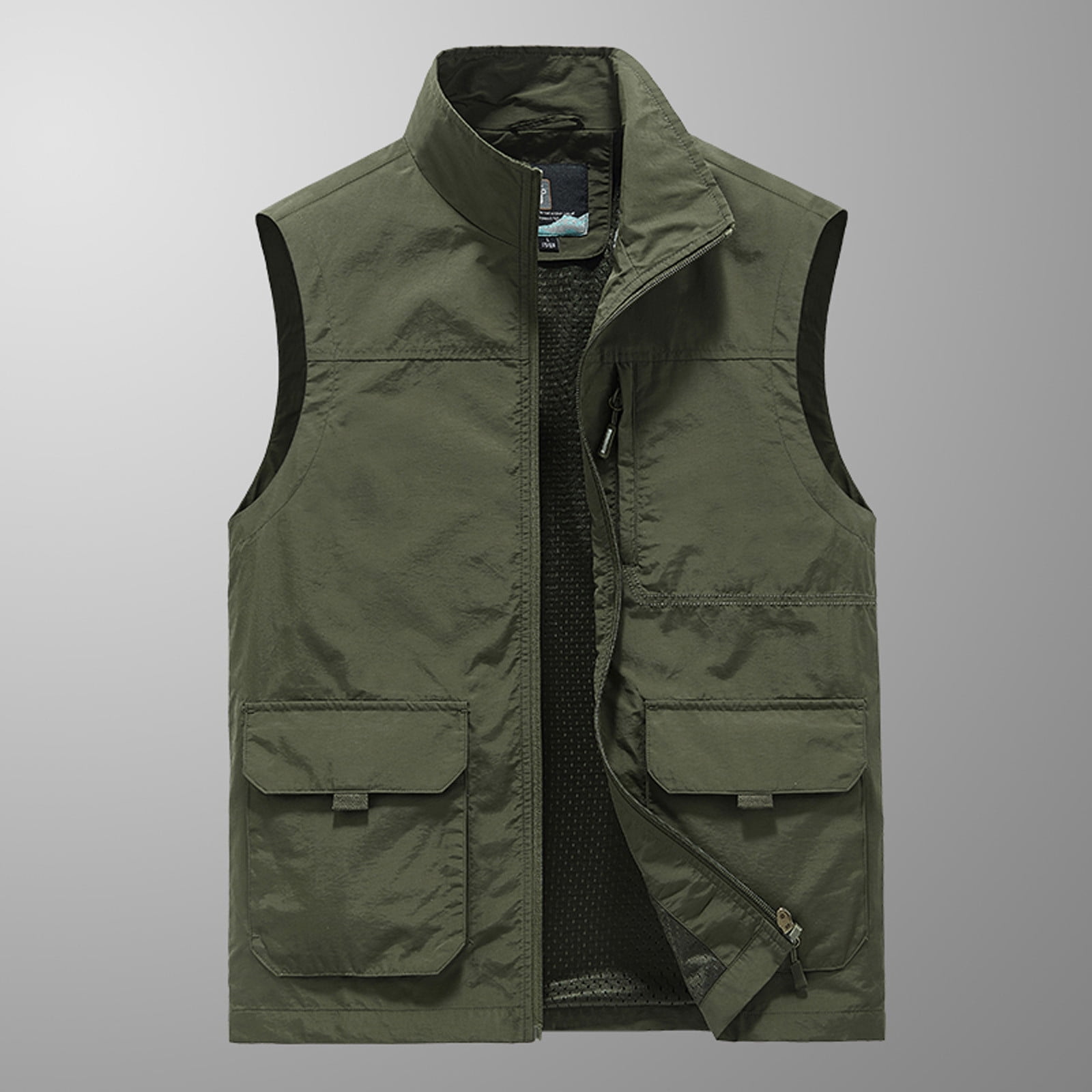 Herrnalise Men's Thin Workwear Solid Color Vest Stand Collar Herrnalise Men's Thin Workwear Solid Color Vest Stand Collar