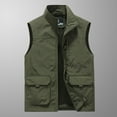 thumbnail image 1 of Lilgiuy Men's Workwear Vest Solid Color Thin Stand Collar Sleeveless Jacket Cargo Tank Tops with Pocket Army Green, 1 of 5