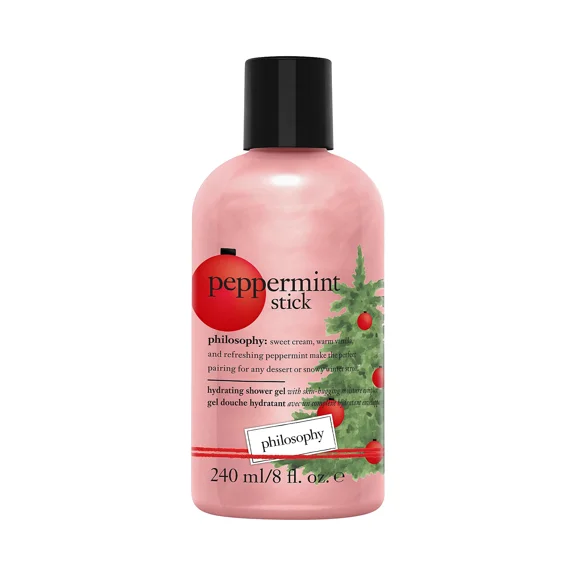 Philosophy Peppermint Stick Holiday Shower Gel 8 oz | Moisturizing & Creamy Body Wash