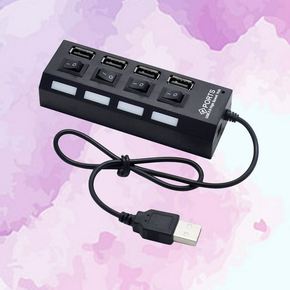 GOOHOCHY USB HUB 4 Sockets Independent USB 2.0 Divider(Black)