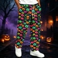 thumbnail image 2 of GrmtClth Mens Halloween Printed Sweatpants Plus Size Spooky Graphic Cuffed Joggers Elastic Drawstring Deep Side Pockets Soft Home And Party Loungewear Green 2XL, 2 of 4