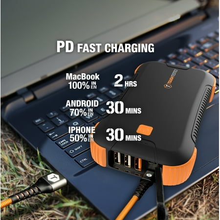 ToughTested - 45W 30,000 mAh Portable Charger for Most USB-Enabled Devices - Black/Orange