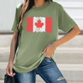 thumbnail image 2 of Boxy T-Shirt Femme Drapeau du Canada Graphique T-Shirt Feuille d'Érable Canadienne Manches Courtes Tee-Shirt Patriotique Femme Vert Armée TG, 2 of 4