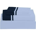 thumbnail image 2 of DNG Creations 4 Piece Two Tone Sheet Set - 10 Inch Deep Pocket ( Solid Light Blue/Navy Blue - Twin XL ), 2 of 4