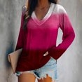 thumbnail image 2 of Annhoo Fall T Shirts for Women Casual Long Sleeve Round Neck Blouse Trendy Gradient Color Loose Tops, 2 of 4