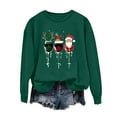 thumbnail image 2 of GUZOM Womens Festive Christmas Sweatshirt - Green Oversized Crew Neck, Wine Glass Graphic Long Sleeve, Easy-Care Polyester for Holiday & Casual Wear,Size L, 2 of 4