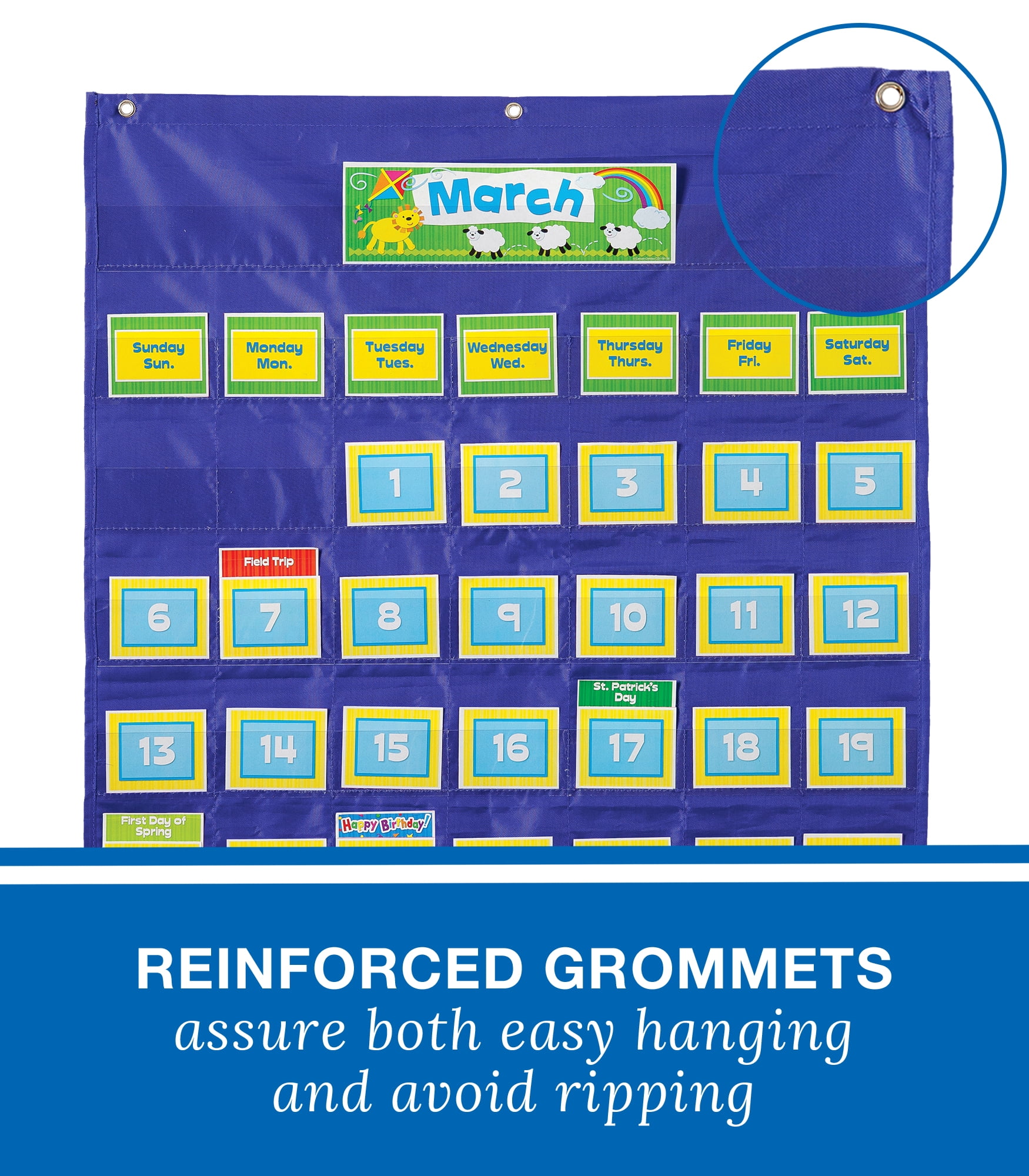 Carson Dellosa Deluxe Calendar Pocket Chart (101 items; 1 pocket chart, 100 cards)