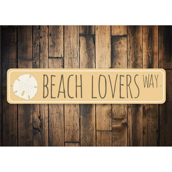 Beach Lovers Way Novelty Sign, Metal Wall Decor - 4x18 inches