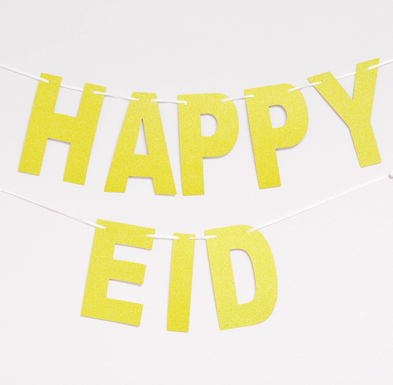 modernEID gold glitter letter Ramadan Eid banner