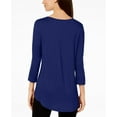thumbnail image 2 of JM COLLECTION Womens Blue 3/4 Sleeve Scoop Neck Top Size: S, 2 of 2