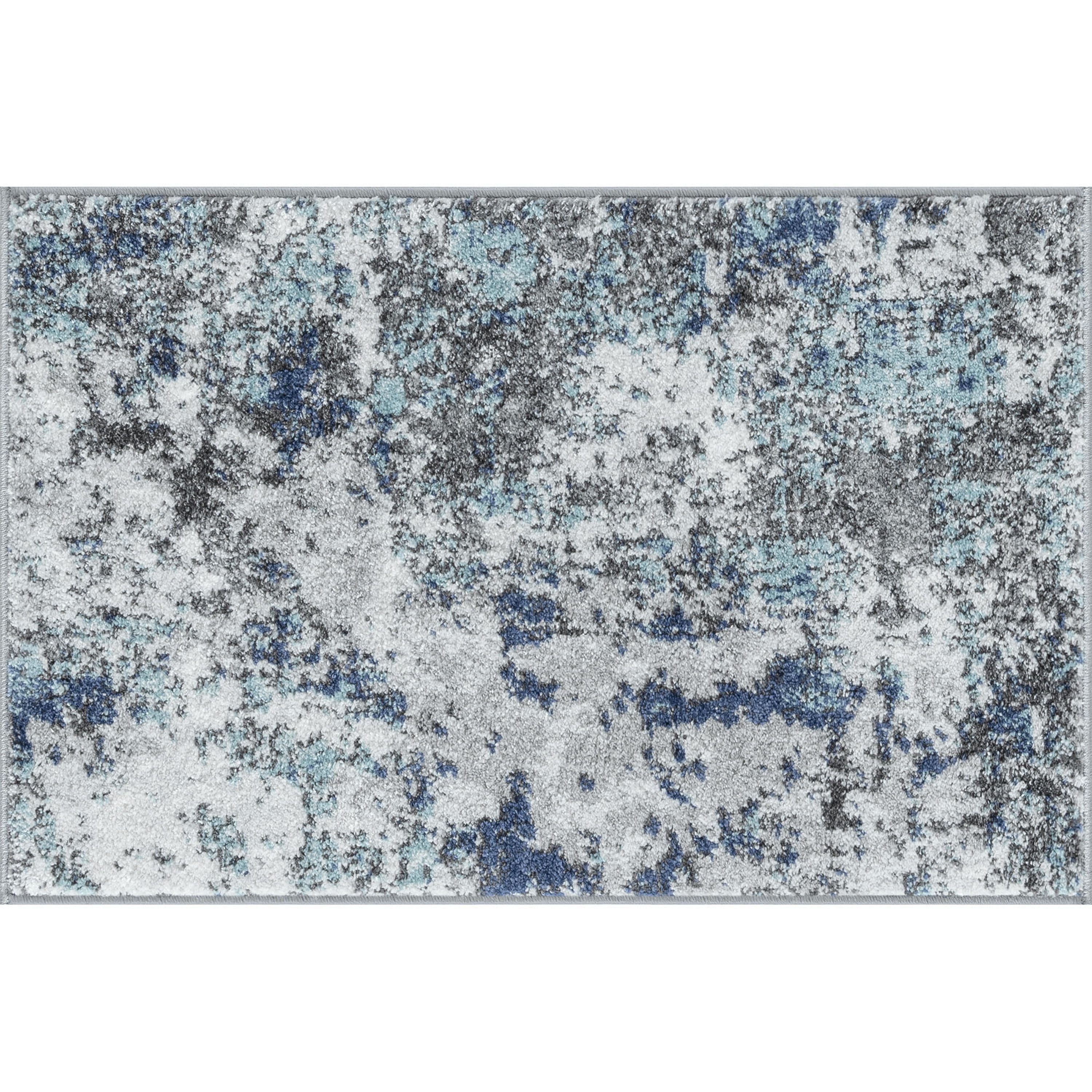 Contemporary 2x3 Area Rug (2' x 3') Abstract Blue, Blue Indoor Scatter Easy to Clean