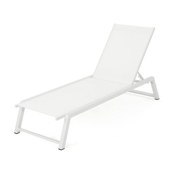 Monica Outdoor Aluminum Chaise Lounge, White