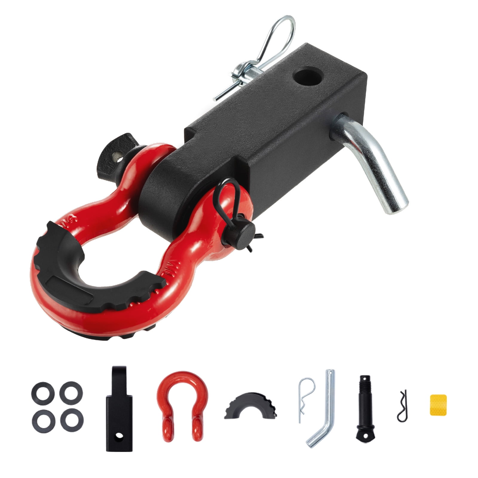 KFFKFF Hitch Receiver Shackle, Compatible with 2" Receivers, Withstands up to 52900 lbs, Includes D Ring Shackle and Trailer Hitch Lock Pin, Robust Towing Gear for Trucks, Off-Road Vehicle Salvage