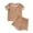 Brown, variant on Kids Girls Cotton Outfit Sets, Summer Short Sleeve Solid Color T-shirts and Shorts Light Blue Size 2T