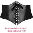 thumbnail image 2 of PIKADINGNIS Women Elastic Wide Band Tied Waspie Corset Waist Cincher Belt,Black, 2 of 6