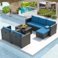 thumbnail image 3 of 7PCS Patio Furniture Set Outdoor Sectional Sofa with Ottoman Wicker Couch Rattan Modular Seating Conversation Sets Porch Decor for Backyard, Balcony, Garden, 3 of 8