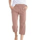 thumbnail image 1 of Pantalones de cintura alta y pierna ancha con cordón para mujer - Pantalones rectos elásticos de poliéster con bolsillos, 1 of 5