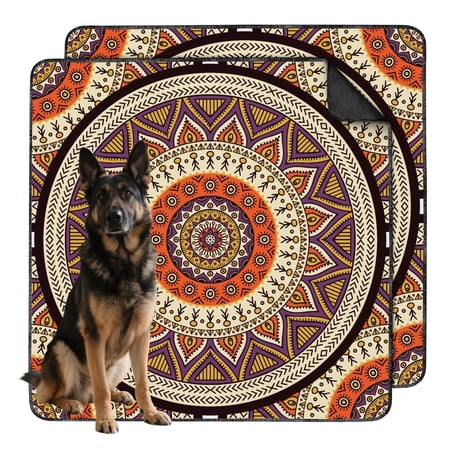 48 x48 Washable Puppy Pads Mandala Reusable Dog Pee Pads with Non-Slip Bottom Absorbent Mat for Crate Training and Floor Protection.