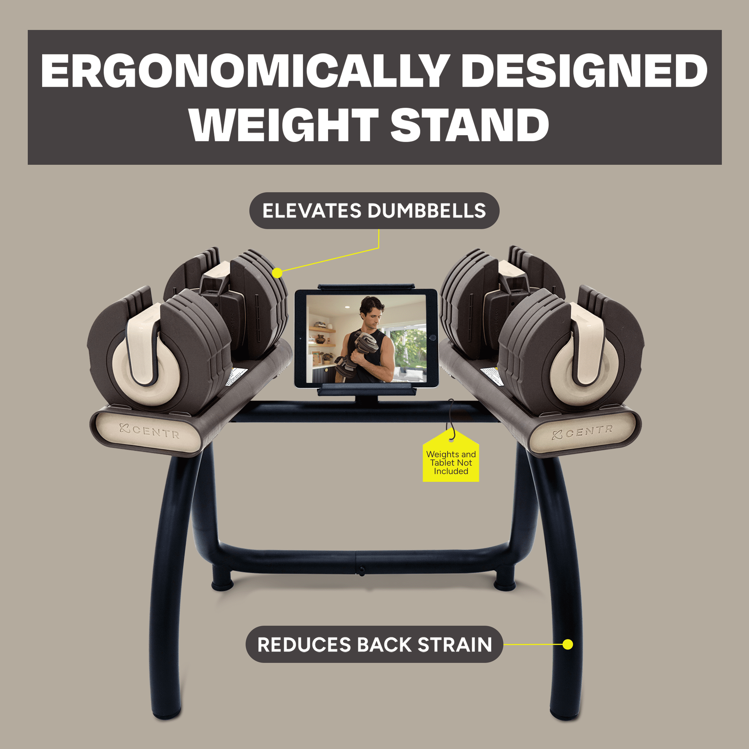 Centr By Chris Hemsworth Smart Stack Adjustable Dumbbell Stand with 3 Month Center Subscription