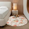 thumbnail image 2 of Peach Round Area Rug 5Ft Washable Circle Rugs for Living Room Bedroom, Spring Floral Green Leaf Botanical Pink Fruit Rustic Non-Slip Carpet Floor Mats Indoor Outdoor Carpet Runner Home Decor, 2 of 8