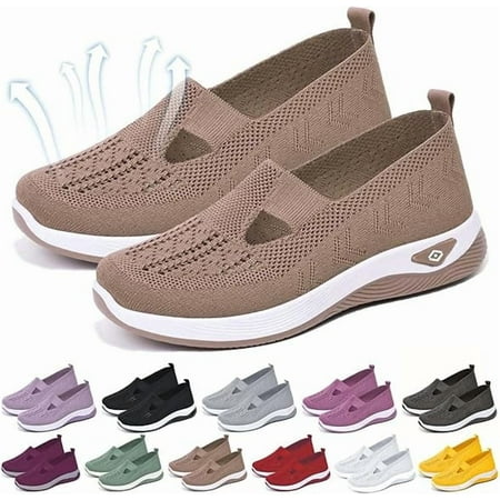 Willtoo Women's Woven Orthopedic Breathable Soft Shoes Go Walking Slip on Diabetic Foam Shoes Hands Free Slip in Sneakers Arch...