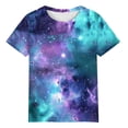 thumbnail image 5 of Texiao Women's 3D Galaxy Print T Shirts Glitter Shirts Blouse Fashionable Starry Summer Shirts Round Neck Short Sleeve Tops for Carnival Costumes, 5 of 6