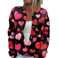 thumbnail image 2 of Women's Cute Sweater Cardigan Heart Print Y2K Button Open Front Cardigans Knitted Valentine's Day Outerwear, 2 of 6