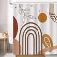 thumbnail image 2 of Brown Abstract Boho Shower Curtain Mid Century Arch Sun Leaf Modern Minimalist Aesthetic Decorative Bath Curtain 72 x 72 Inch Polyester Fabric Waterproof Bathroom Curtain with 12 Hooks, 2 of 6