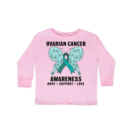 

Inktastic Ovarian Cancer Awareness Hope Support and Love Gift Toddler Boy or Toddler Girl Long Sleeve T-Shirt