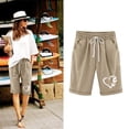 thumbnail image 2 of BOOMNY Womens Cotton Linen Shorts Elastic Wasit Baggy Shorts For Women Graphic Y2K Lightweight Loose Fit Cozy Summer Dailywear, 2 of 8