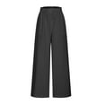 thumbnail image 4 of Lenpel Women's Wide Leg Pants Solid High Waisted Palazzo Pants Trendy Casual Lounge Long Trousers with Pockets, 4 of 5