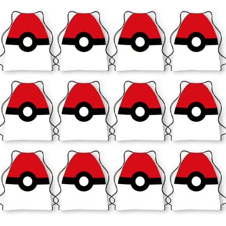 12Pcs Pokemon Candy Drawstring Bag Drawstring Goodie Favor Bags for Kids Birthday Party Decorations(10.6 x 13.3 Inch)