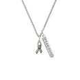 thumbnail image 2 of Delight Jewelry Silvertone Ribbon with Softball Silvertone Fearless Bar Charm Necklace, 23", 2 of 4