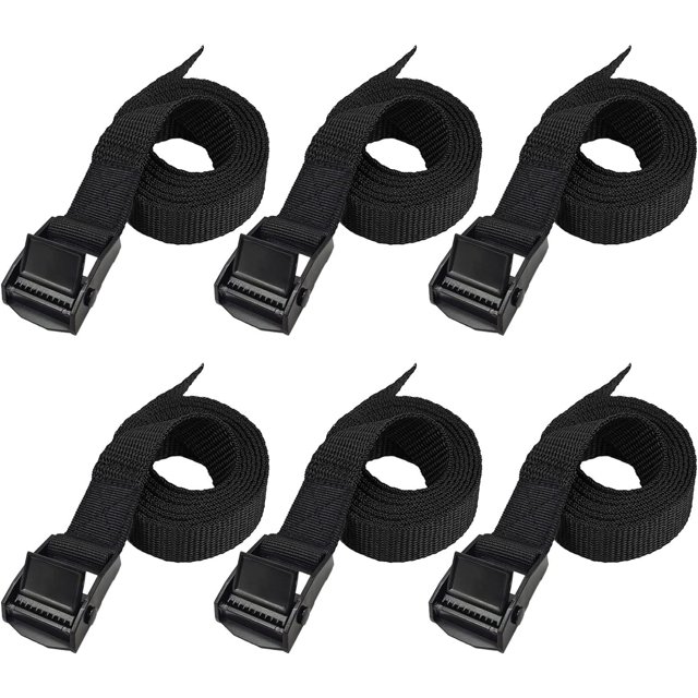 Juego de correas tensoras - 6 piezas, 2,5 cm x 1 m - Actualización completa - Todo negro - Diferente número y longitud de correas