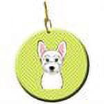 Checkerboard Lime Green Westie Ceramic Ornament