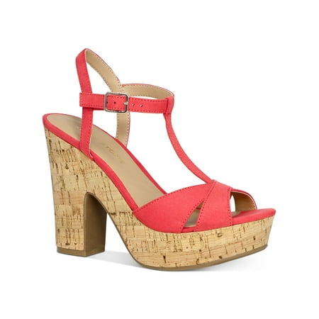 

SUN STONE Womens Coral 1 Platform Cushioned Strappy T-Strap Slip Resistant Jamie Block Heel Buckle Dress Shoes 6 M