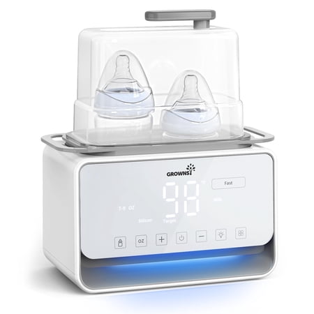 Grownsy Fast Baby Bottle Warmer, 12-in-1 Milk Warmer With Steam and Water Bath Warming Modes for Breastmilk &Formula, With Thaw, Food Heating, Steri-lize, Egg Boil Function