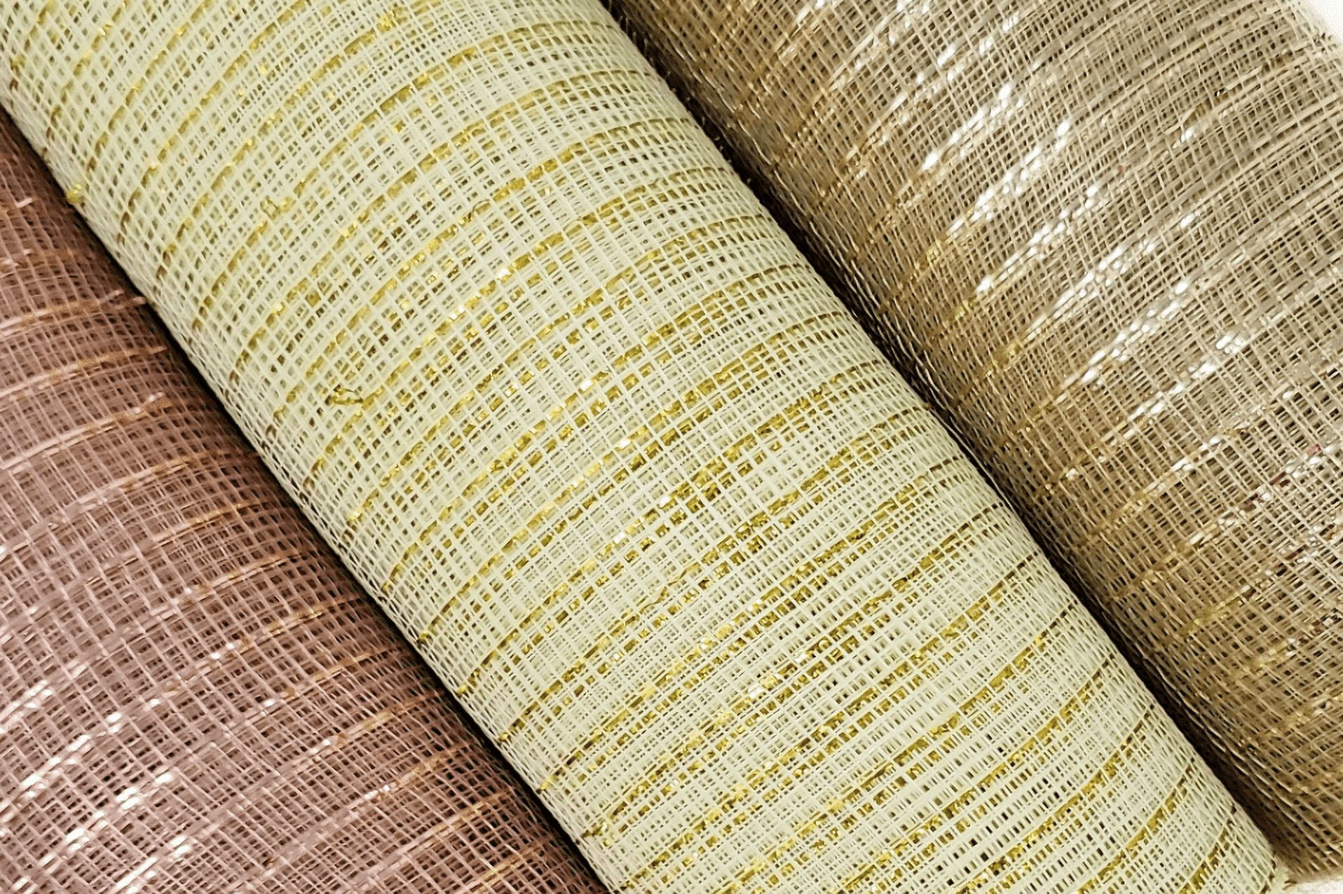 Rose Gold, Ivory and Champagne Gold 10" Decorative Metallic Deco Mesh Ribbon Rolls
