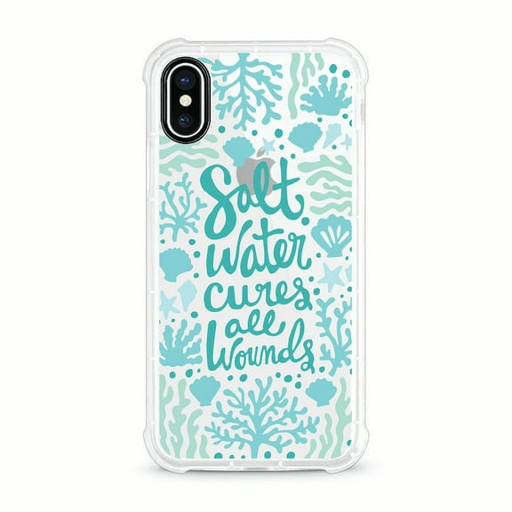 OTM Essentials iPhone X Clear Rugged Edge Phone Case, Salt Water Cures & Coral