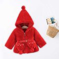 thumbnail image 6 of Zwiiyzr 2025 0-4T Boys and Girls Furry Jacket Winter Coat Fleece Sherpa Thick Cute Long Sleeve Outerwear Girdling with Hood Red, 6 of 6